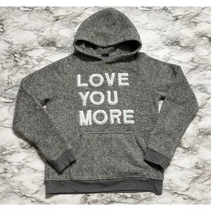 Oysho Women's Sweater‎ Size S Gray Heather Fleece Hoodie Long Sleeve Spell Out